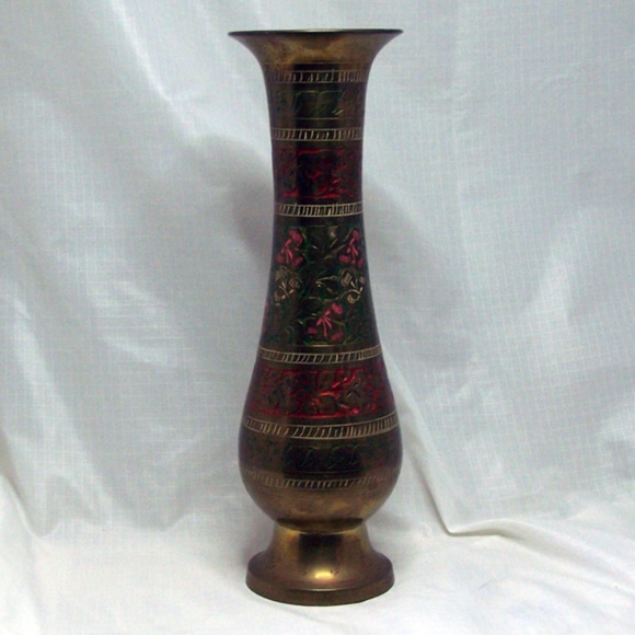 VTG Brass Bud Vase, East Indian - Picture 2 of 12